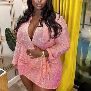 Pink sequin mini dress XL/1X